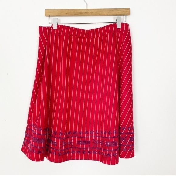 THML Red Striped Knit Embroidered Skirt Size 3X - Picture 3 of 5